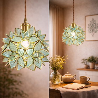 Forest Flower Cluster Hand-Blown Glass Pendant Light