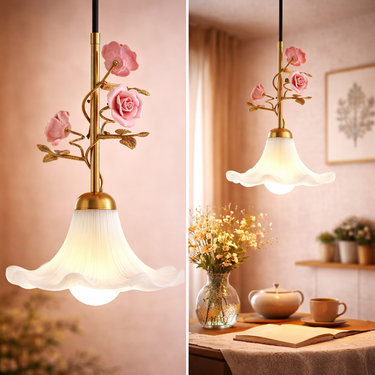 Forest Flower Hand-Blown Glass Pendant Light