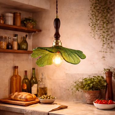 Forest  Hand-Blown Green Leaf Glass Pendant Light