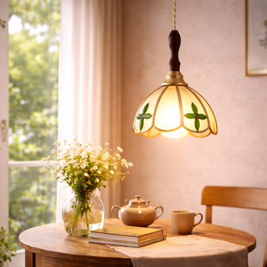 Forest Hand-Blown Bud Shape Glass Pendant Light