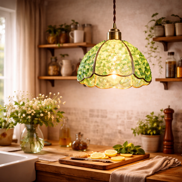 Forest Hand-Blown Green Art Glass Pendant Light