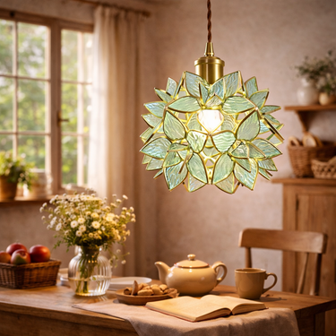 Forest Flower Cluster Hand-Blown Glass Pendant Light