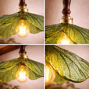 Forest  Hand-Blown Green Leaf Glass Pendant Light