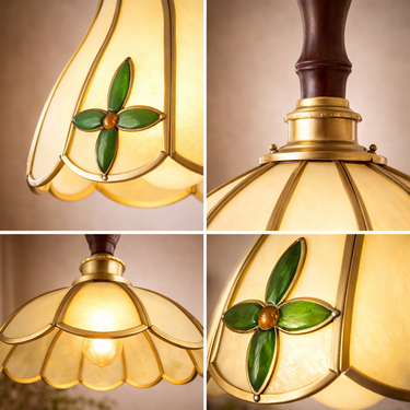 Forest Hand-Blown Bud Shape Glass Pendant Light