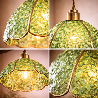 Forest Hand-Blown Green Art Glass Pendant Light