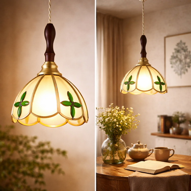 Forest Hand-Blown Bud Shape Glass Pendant Light