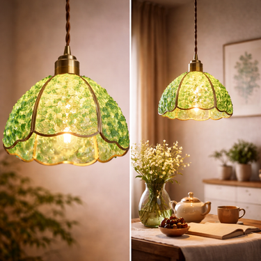Forest Hand-Blown Green Art Glass Pendant Light