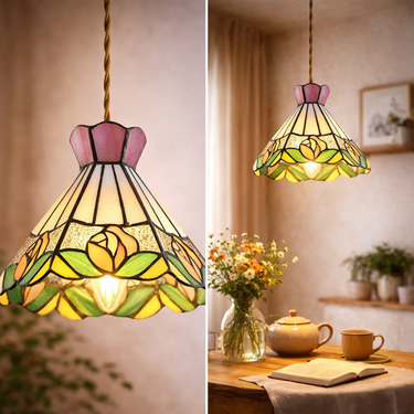 Forest Colorful Patchwork Hand-Blown Glass Pendant Light
