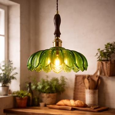 Forest Hand-Blown petal Glass Pendant Light