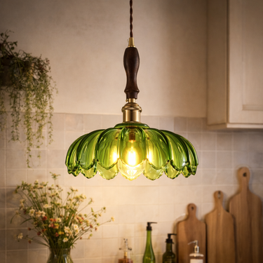 Forest Hand-Blown petal Glass Pendant Light